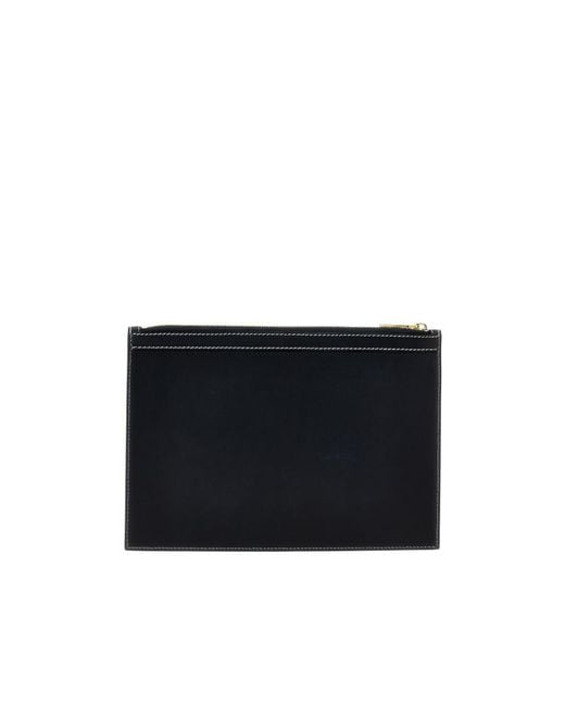 Thom Browne Black 4-Bar Tab Zipped Document Holder for men