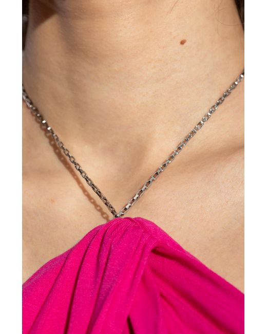 The Attico Pink The Asymmetric Halterneck Long Dress
