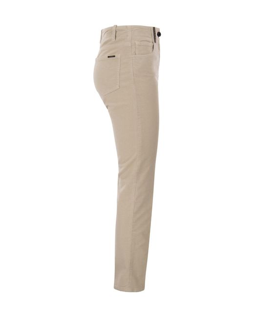 Peserico Natural Corduroy Slim-Cut Cotton Trousers