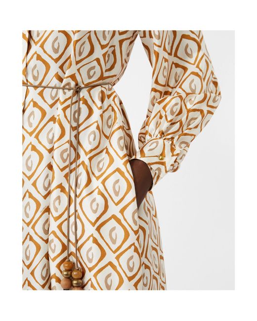 Max Mara Natural Printed Silk Dress