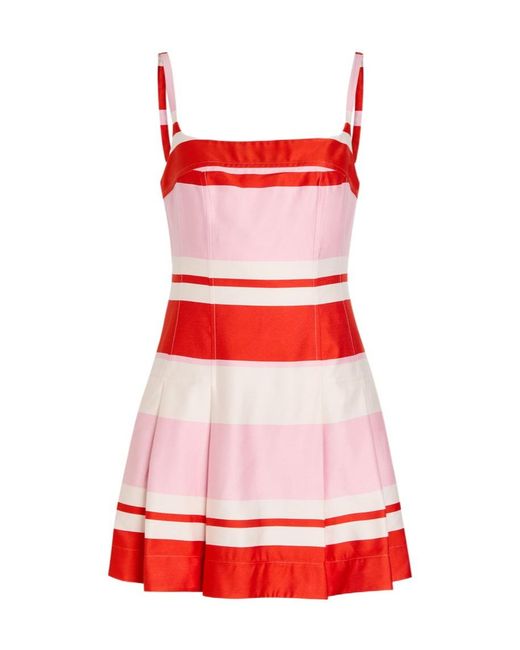 Jonathan Simkhai Red Striped Woven Mini Dress