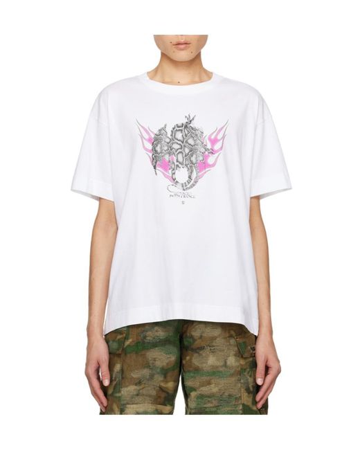 Givenchy White Logo Printed Crewneck T-Shirt for men