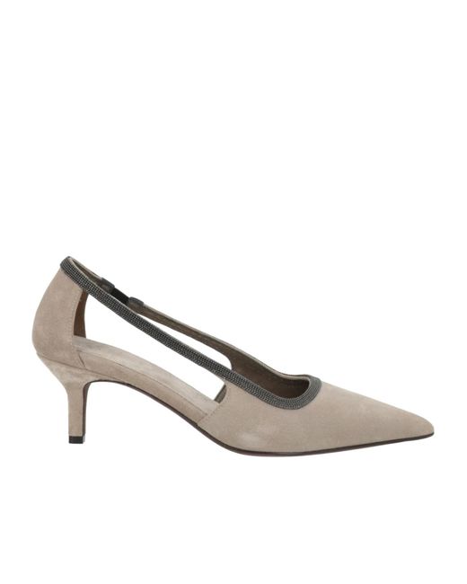 Brunello Cucinelli White Pointed-Toe High Heels