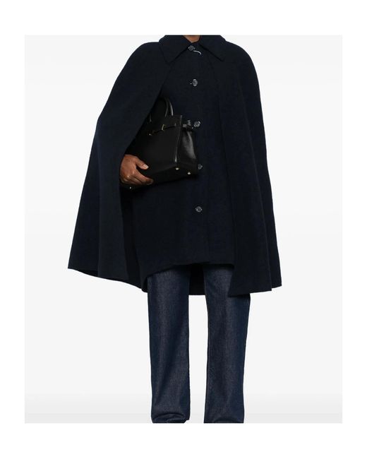 Totême Blue Buttoned Cape Coat