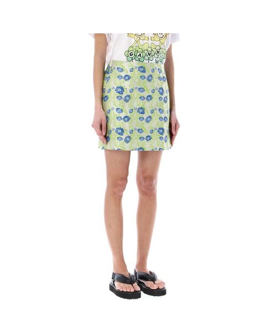 Ganni Blue 3D Jacquard Mini Skirt