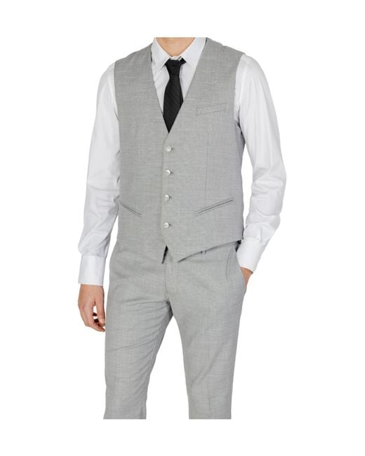 Antony Morato Gray Single-Breasted Vest for men