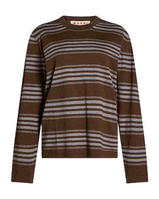Marni Brown Striped Knit Sweater