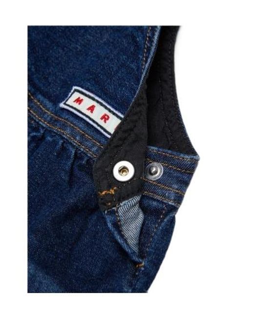 Marni Blue Logo-Patch Dungarees