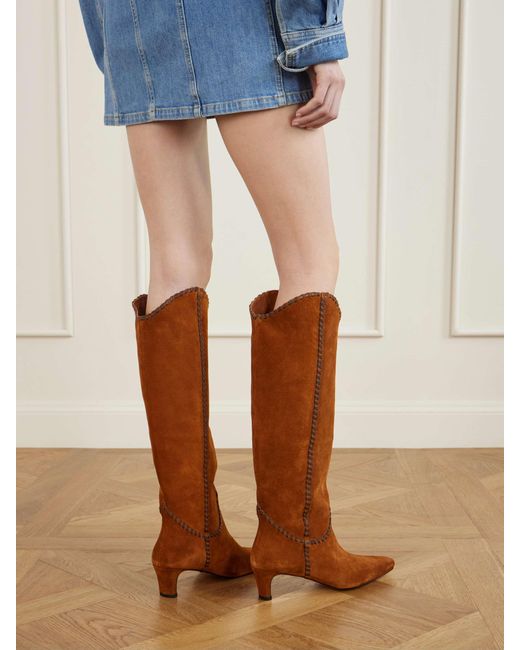 Staud Brown Wally Suede Knee Boots