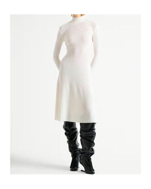 Balmain White Rib-Knit Maxi Dress