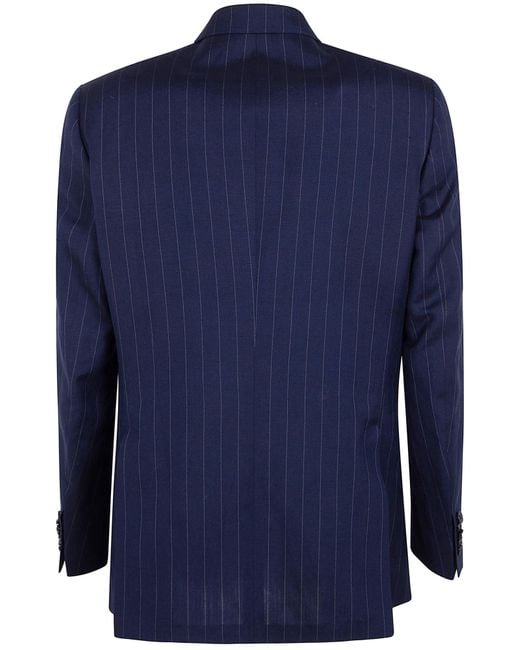 Paul Smith Blue Double-Breasted Pinstripe Blazer for men