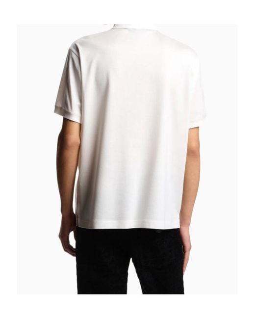 Emporio Armani White Appliqué Polo Shirt for men