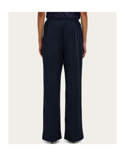 Ferragamo Blue Ferragamo Wide-Leg Jogger Trouser