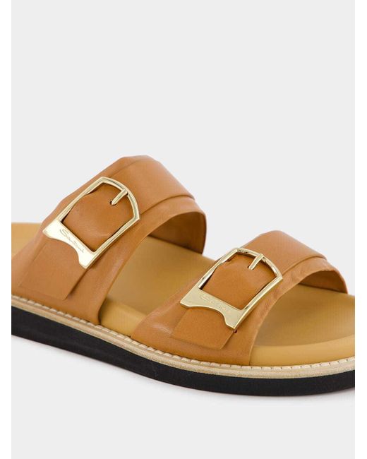 Santoni Brown Double-Buckle Sandals