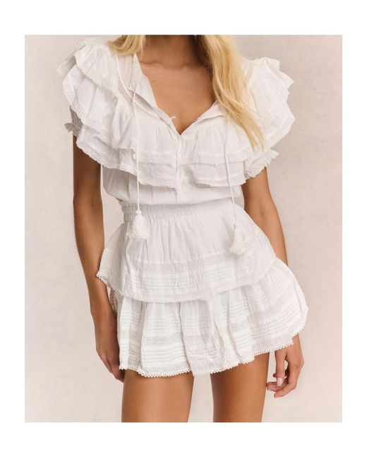 LoveShackFancy White Liv Ruffled Mini Dress