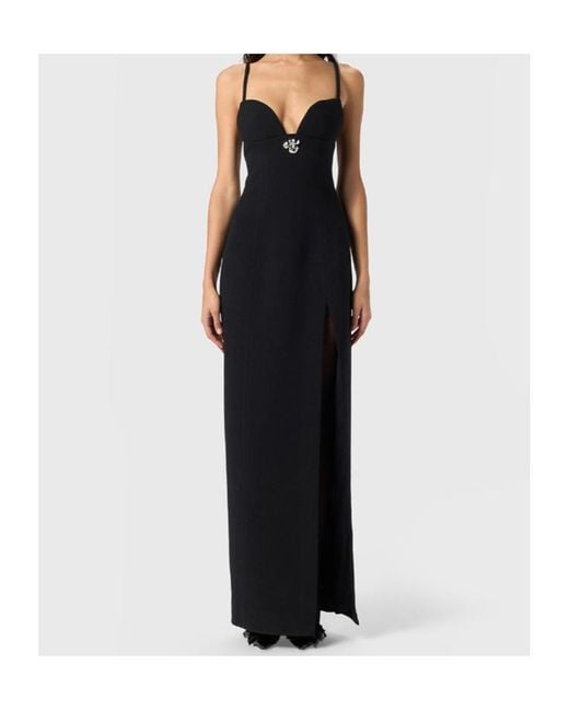 Blumarine Black Crystal-Embellished Maxi Dress