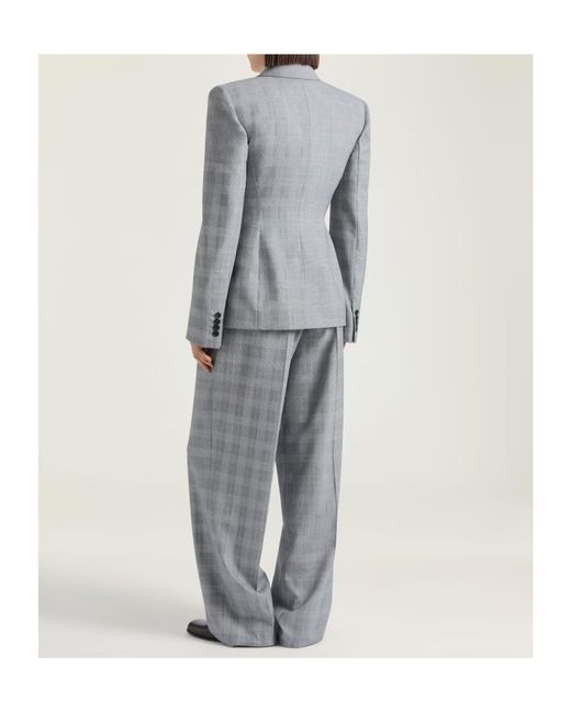 Givenchy Gray Double-Breasted Checked Jacket