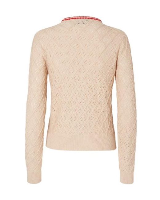 Fendi Natural Argyle Motif Openwork Cardigan