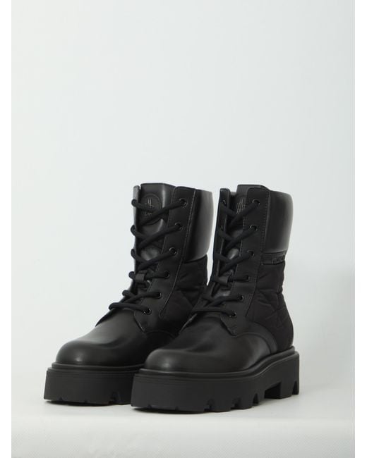 Moncler Black Lace-Up Ankle Boots