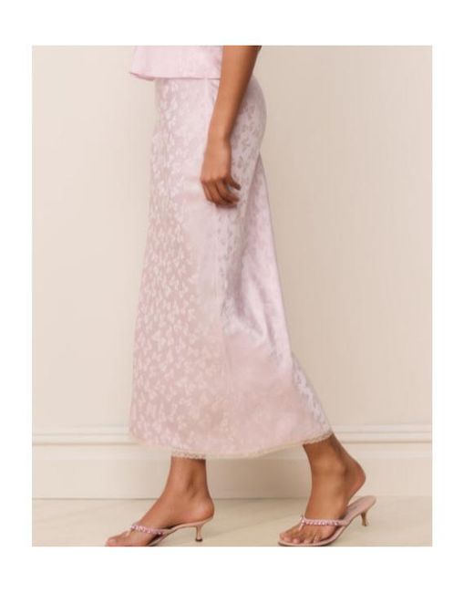 LoveShackFancy Pink Kalo Floral-Jacquard Skirt