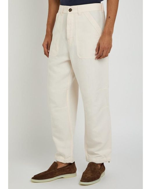 Brunello Cucinelli White Relaxed Linen And Cotton-Blend Trousers for men