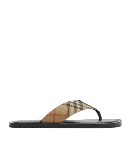 Burberry Brown Checked Pavilion Slip-On Slides for men