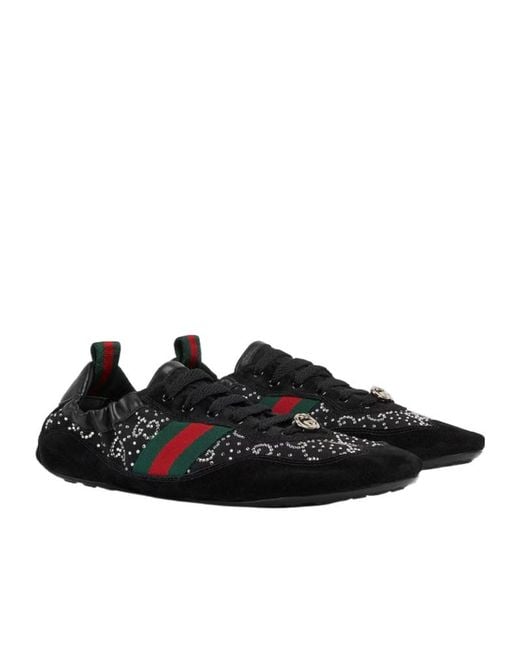 Gucci Black Shift Gg Crystal Trainers, Uk