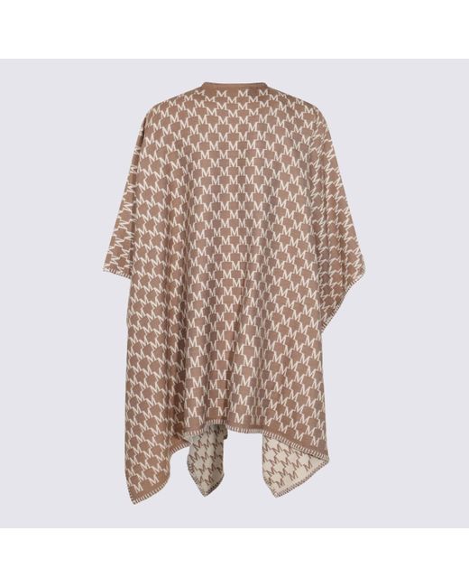 Max Mara Brown Editti All-Over Patterned Cape