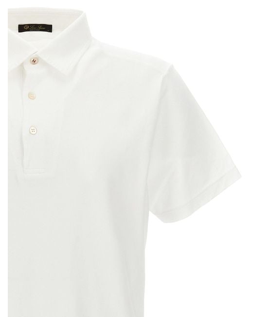 Loro Piana White Buttoned Polo Shirt for men