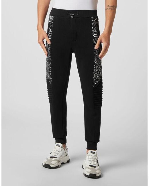 Philipp Plein Black Printed Sweatpants for men