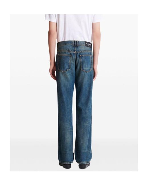 Balmain Blue Straight-Leg Jeans for men