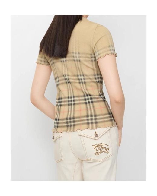 Burberry White Gradient Check Stretch Top
