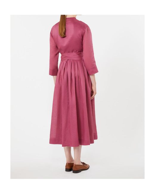 Max Mara Pink Ramie Canvas Midi Dress