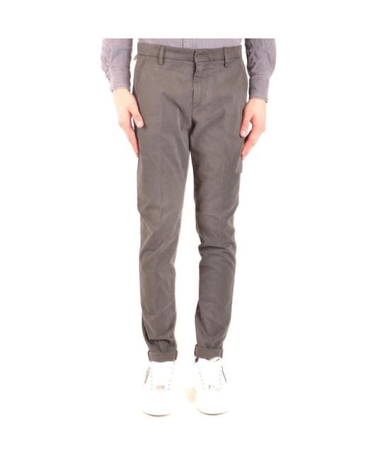 Dondup Gray High Waist Casual Pants for men