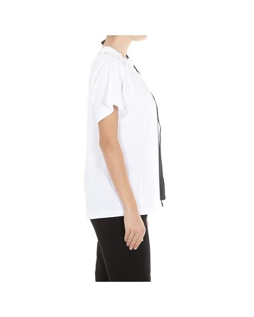 N°21 White Ruffle Detail T-Shirt