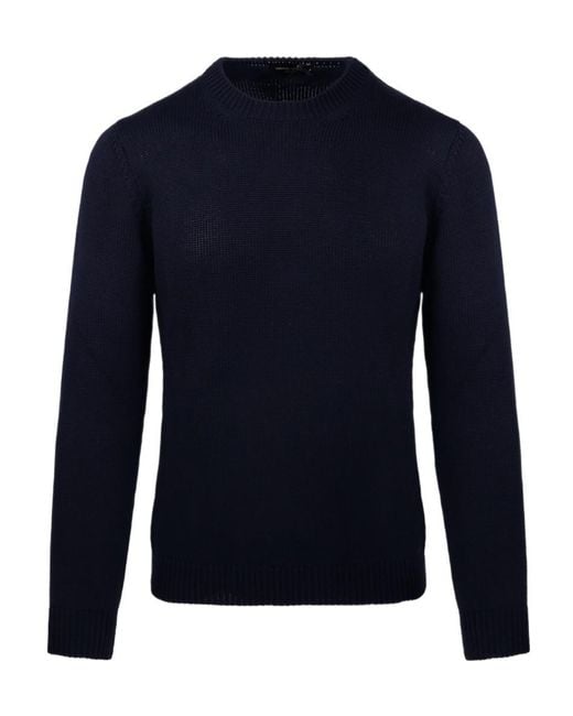 Roberto Collina Blue Round Neck Sweater for men