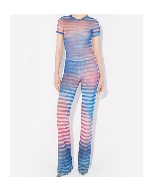 Jean Paul Gaultier Blue Mesh Trouser Printed 'Air'