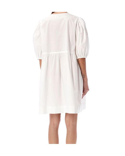 Ganni White Round Neck Dress