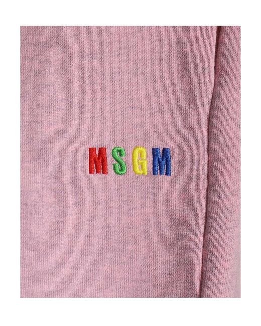 MSGM Pink Logo Embroidered Shorts for men