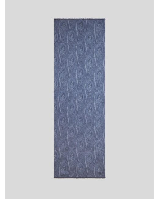 Etro Blue Paisley Modal Scarf for men