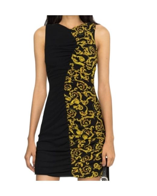 Versace Jeans Black Couture Sketch Couture-Printed V-Neck Mini Dress