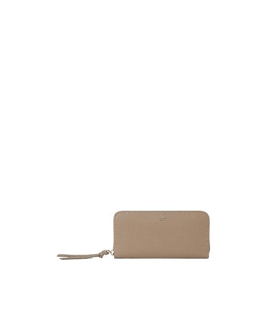 Fendi White Peekaboo Zipper Around Large Selleria Wallet