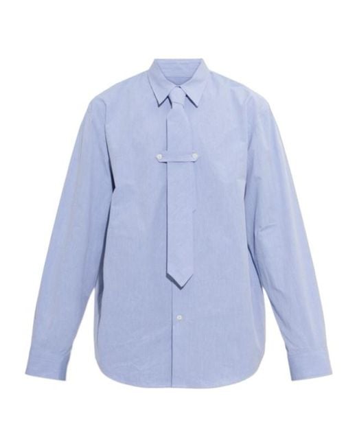 Dries Van Noten Blue Collared Long-Sleeved Shirt for men