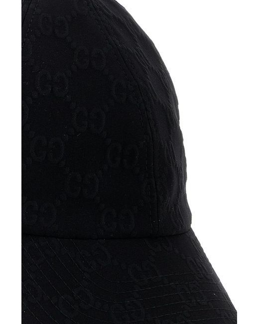 Gucci Black Embossed Gg Jersey Baseball Hat