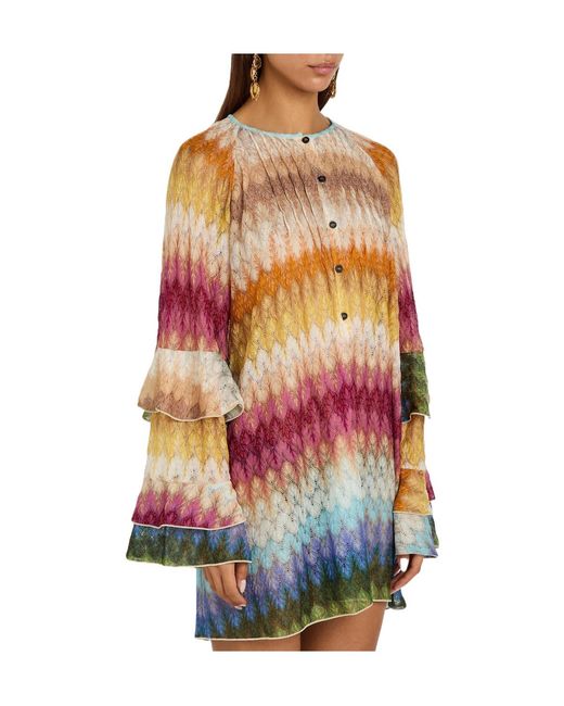 Missoni White Chevron Fine-Knit Mini Dress