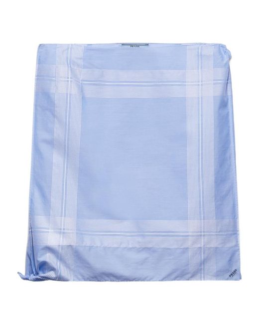 Prada Blue Checked Straight Hem Mini Skirt