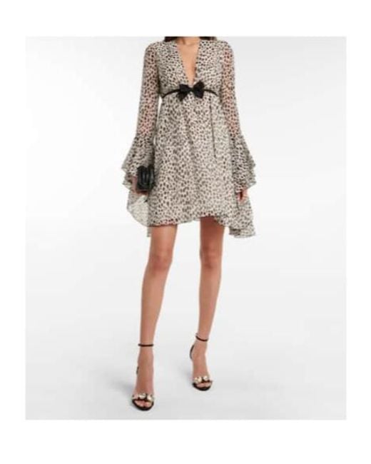 Giambattista Valli White Leopard-Print Silk Minidress