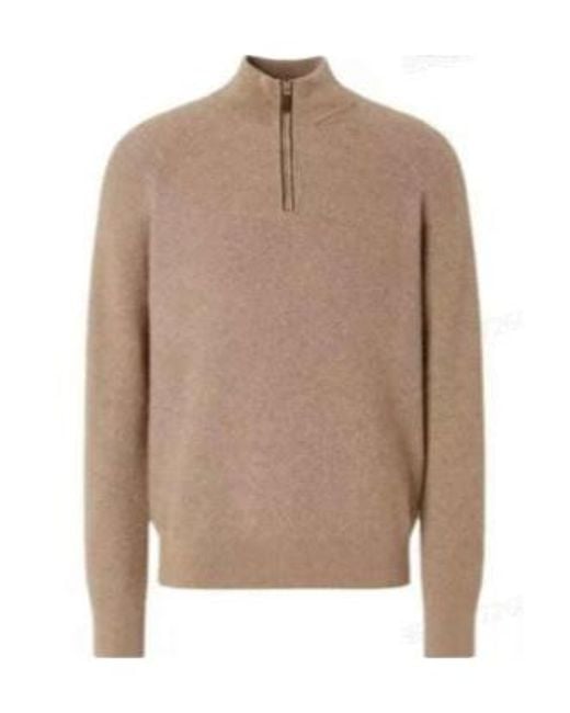Zegna Brown Light- Mélange Oasi Cashmere Zip-Mock Sweater for men