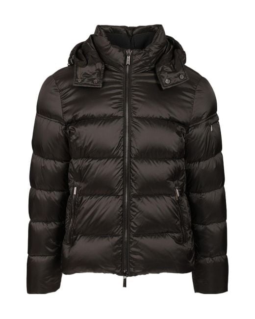 Moorer Black Hooded Quilted Jacket for men