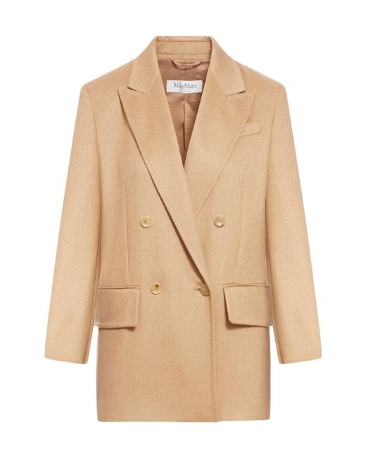 Max Mara Natural Falster Double-Breasted Long-Sleeved Jacket